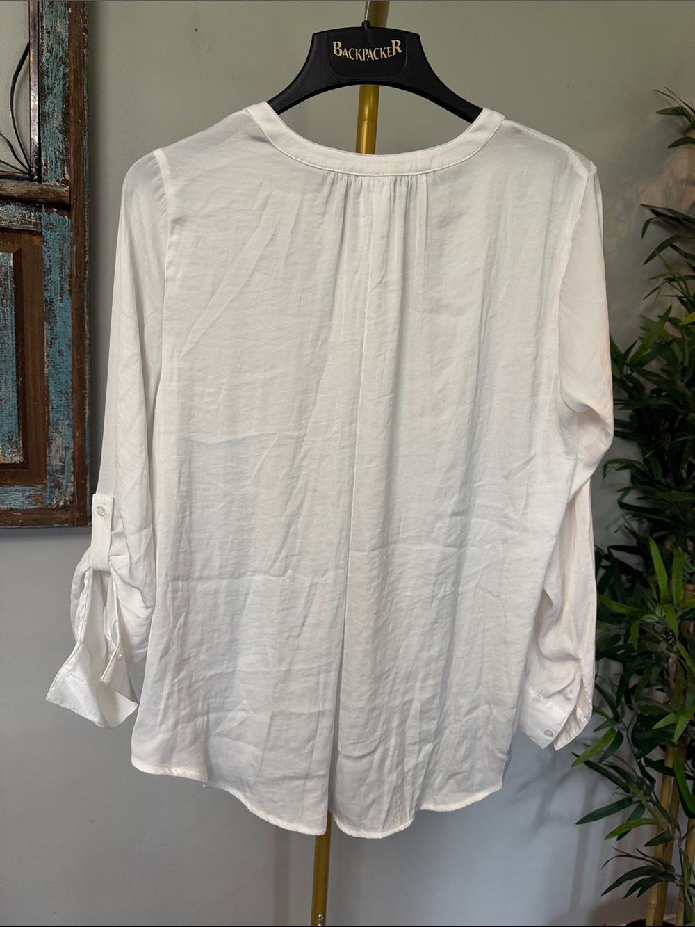Simply Vera Vera Wang White Split V-Neck Tunic peasant Blouse NWT L - Picture 6 of 11
